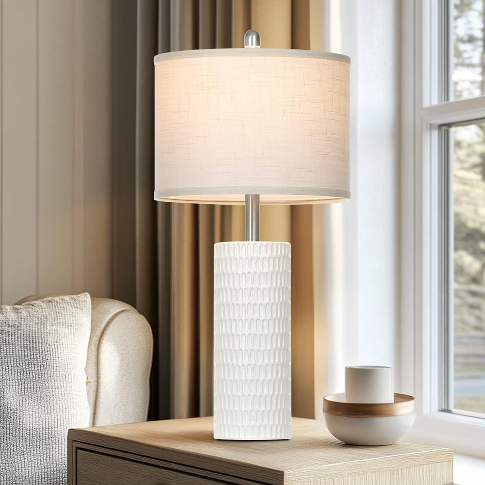 Cinyirong 27" Ceramic Table Lamp, Farmhouse Table Lamp for Living Room, ...