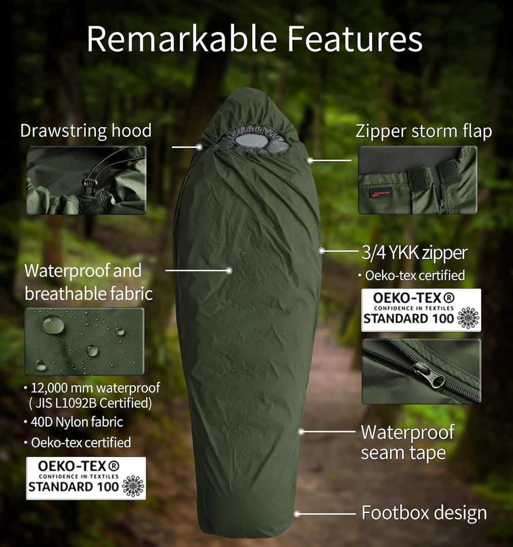 Litume Bivy Sack Sleeping Bag Cover – Waterproof Mummy-Style, Compact & L...