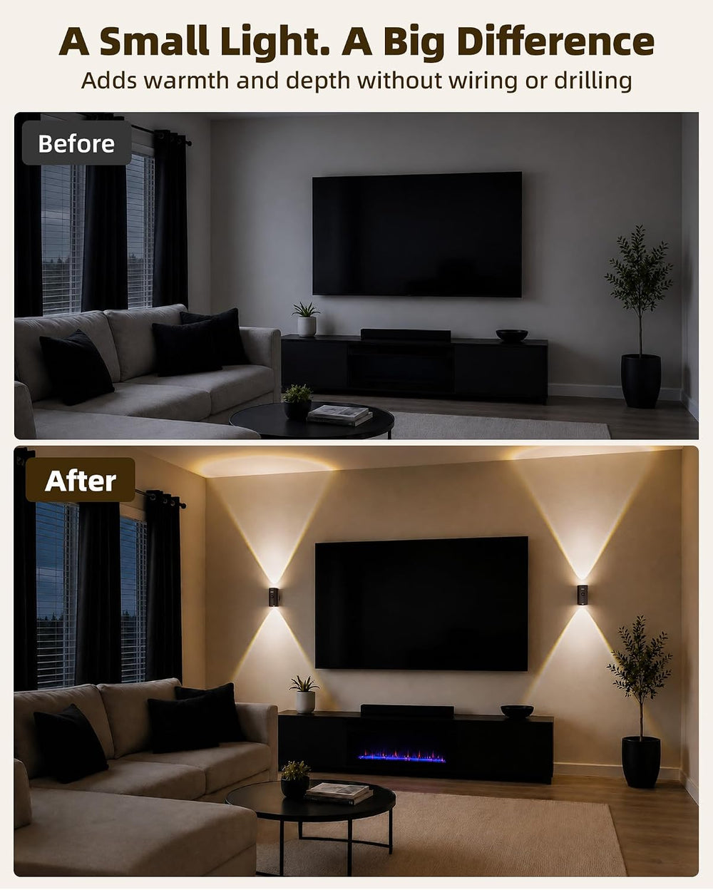 EZVALO Motion Sensor Wall Light, Rechargeable Wireless LED Sconce