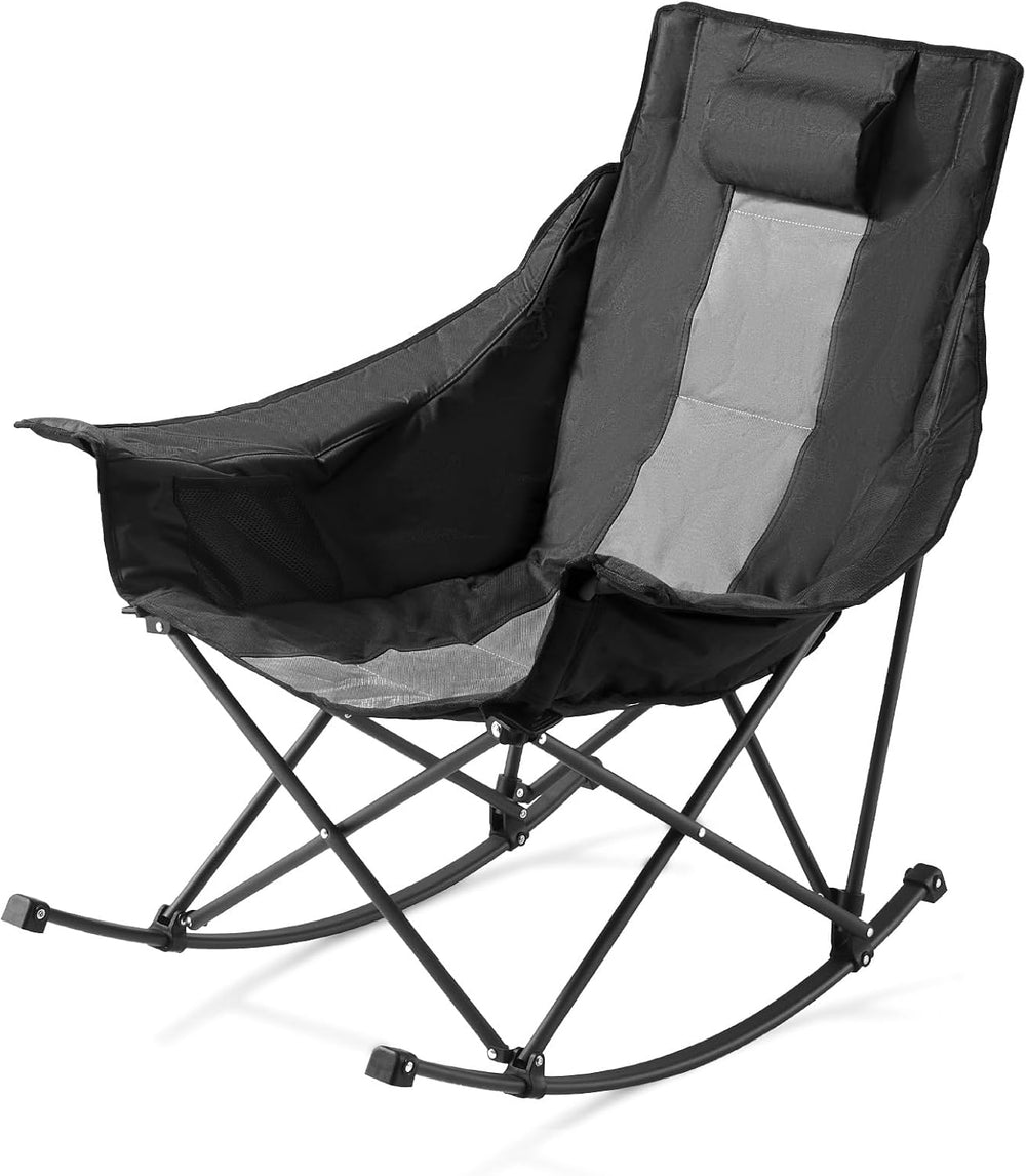 VEVOR Rocking Camping Chair, Portable Folding Rocker, Heavy-Duty Lawn Chair R...