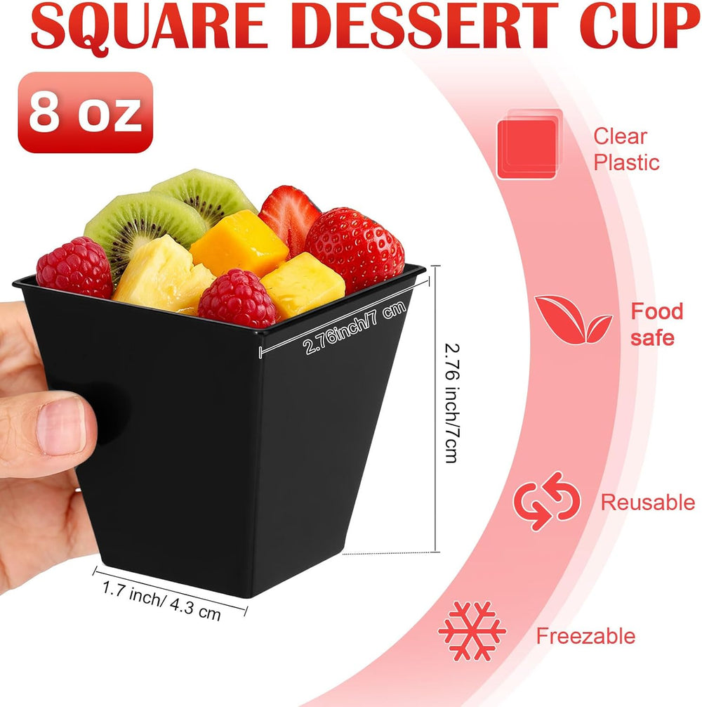 Zubebe 100 Pcs 8 oz Halloween Black Dessert Cups, Spooky Party Supplies
