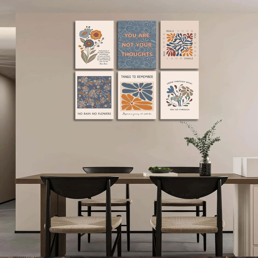 6 Mental Health Canvas Wall Art Bohemian Style Motivational Psychology Wall D...