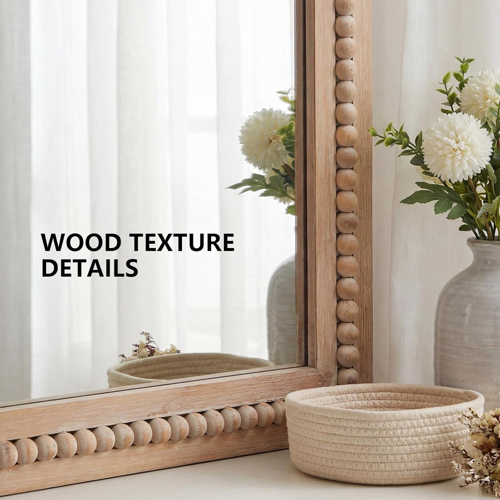H HOMEWINS Rustic Wood Wall Mirror,Rectangle Bathroom Vanity Mirror