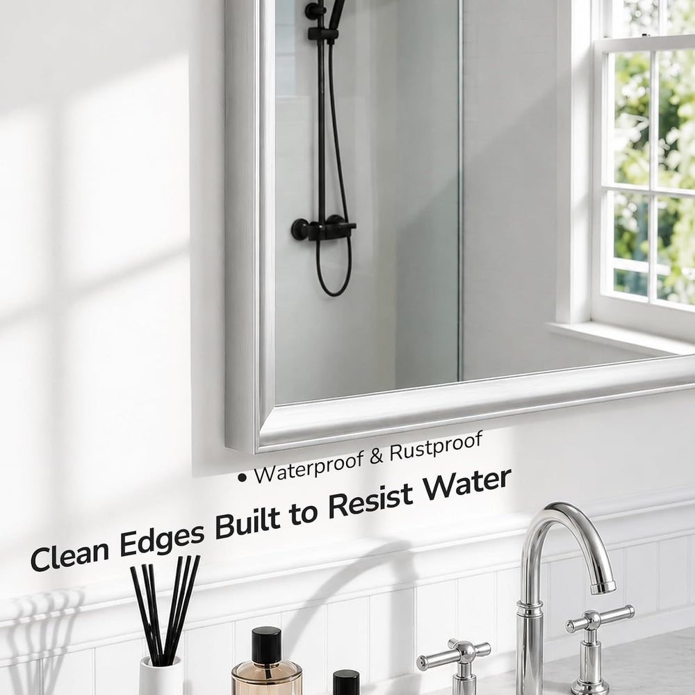 USHOWER 30x40 Inch Brushed Nickel Bathroom Mirrors for Over Sink