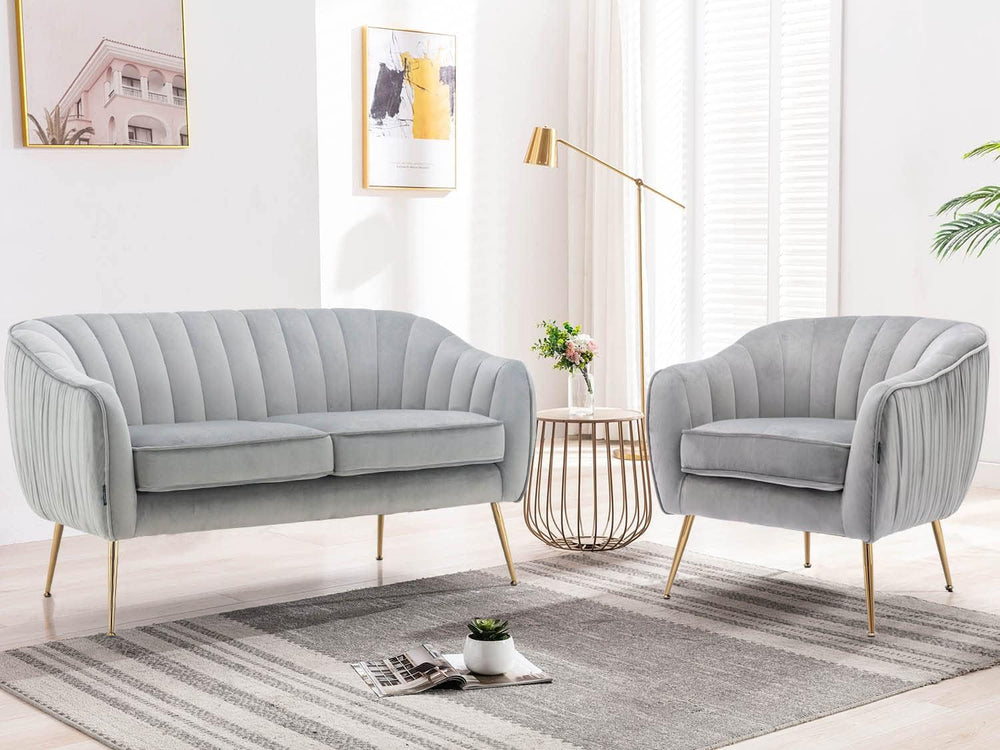 Velvet Accent Chair, Modern Barrel Chair, Living Room Bedroom Arm Chairs, Gol...