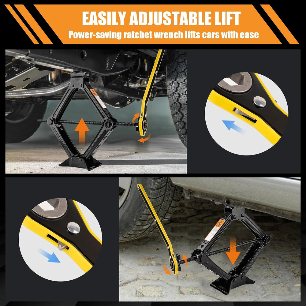 Beaiguna Portable Car Jack Kit, 2 Ton (4409 lbs) Scissor Jack for Car, Upgrad...