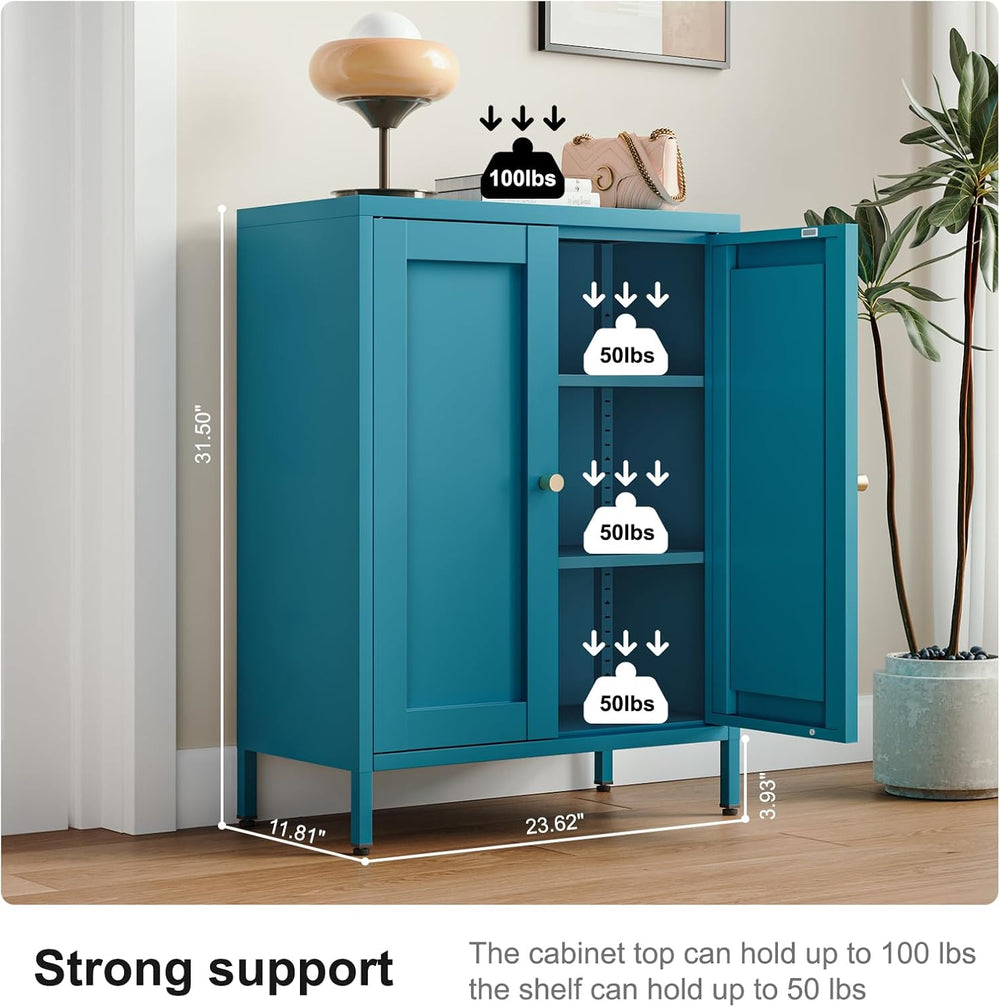Bevivog Bathroom Floor Storage Cabinet,Blue Metal Locker Storage Cabinet