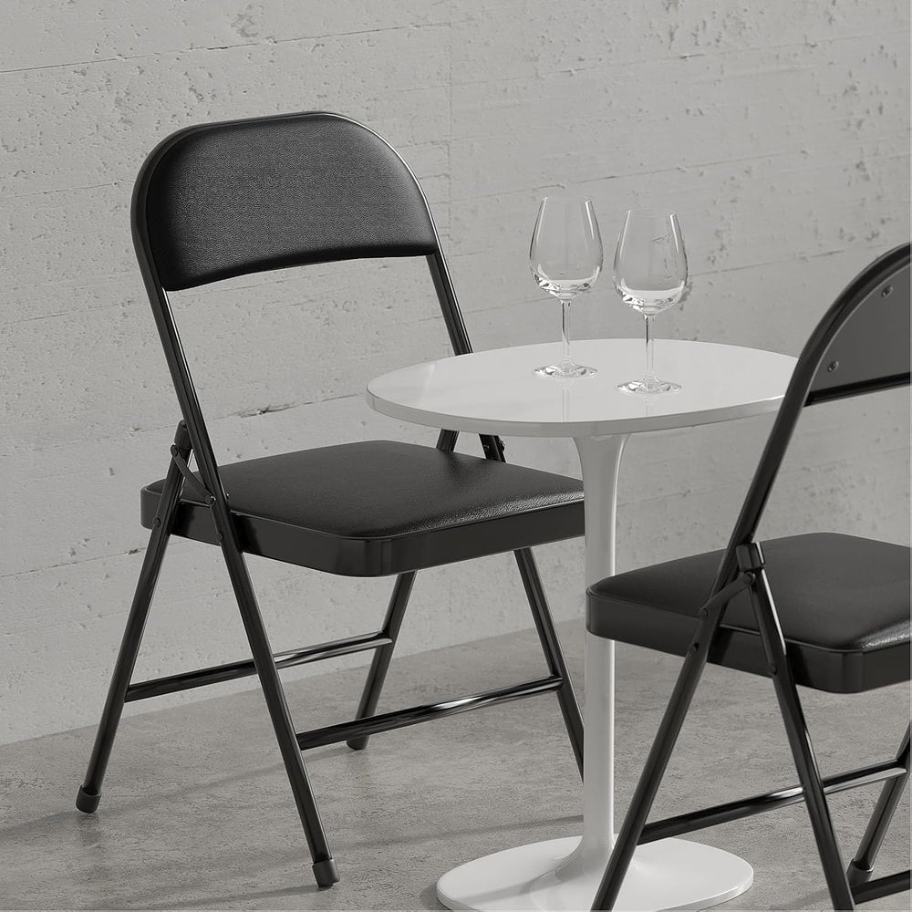 Nazhura 8 Pack Folding Chairs with Padded Vinyl Cushion Chairs with Comfortab...
