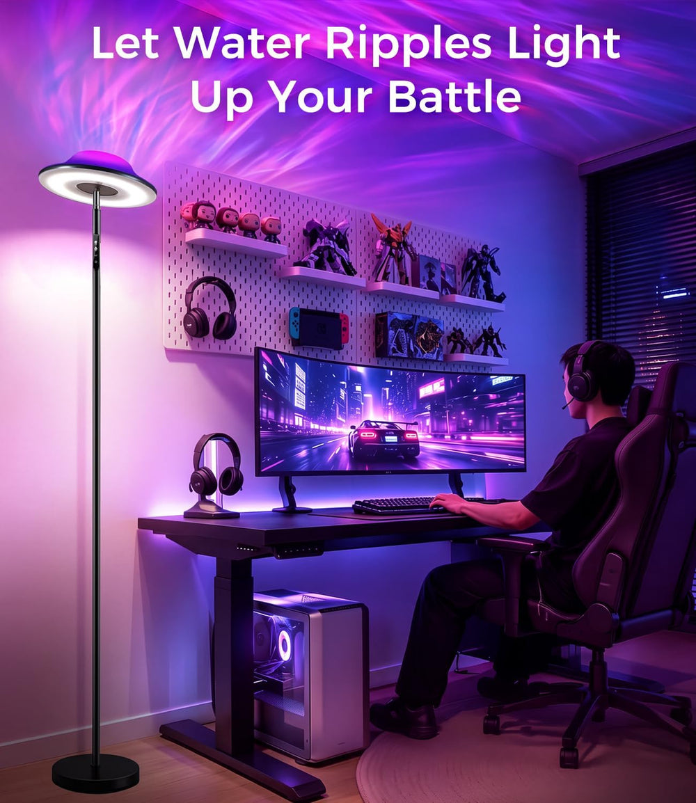 SIBRILLE LED Uplighter Floor Lamp | RGB & Water Ripple Dynamic, Warm Cool...