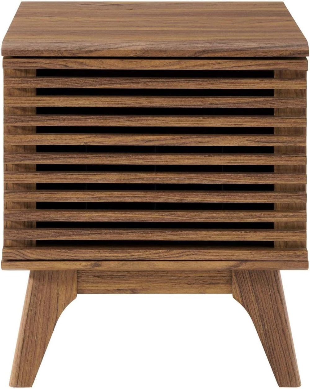 Modway Render Mid-Century Modern 19" Vinyl Record Display Stand in Walnu...