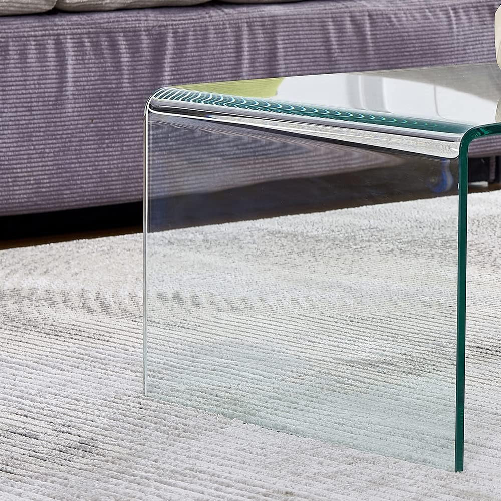 Premium Tempered Glass Coffee Table,Small Modern Clear Coffee Table for Livin...