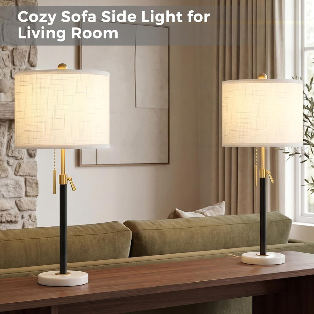 Qingmiao Gold Table Lamps Set of 2, 22" to 30" Adjustable Nightstan...
