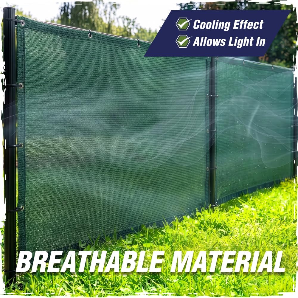 RUGGED RHINO Fence Privacy Screen 180 GSM Heavy Duty Mesh, 6x50 FT Green