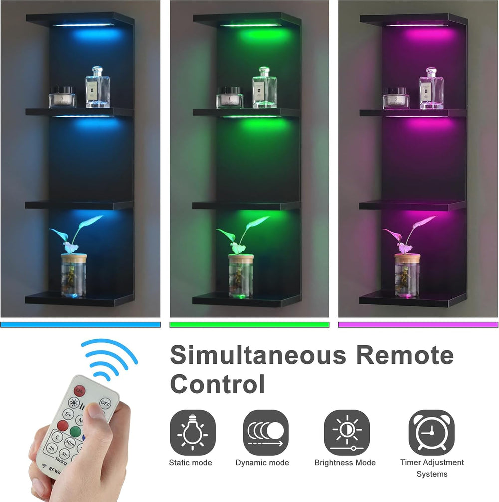 4 Tier RGB Wall Shelf, Black