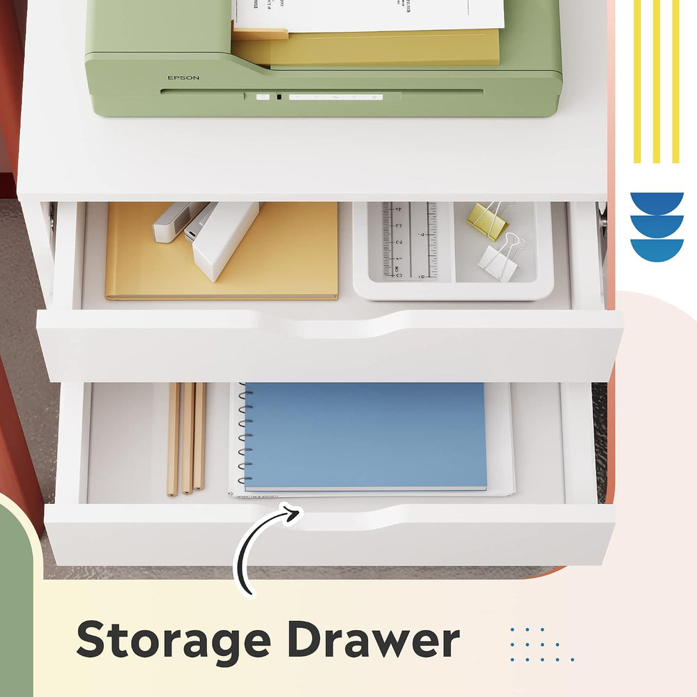 DEVAISE 5-Drawer Filing Cabinet Under Desk, Storage file Cabinet, White