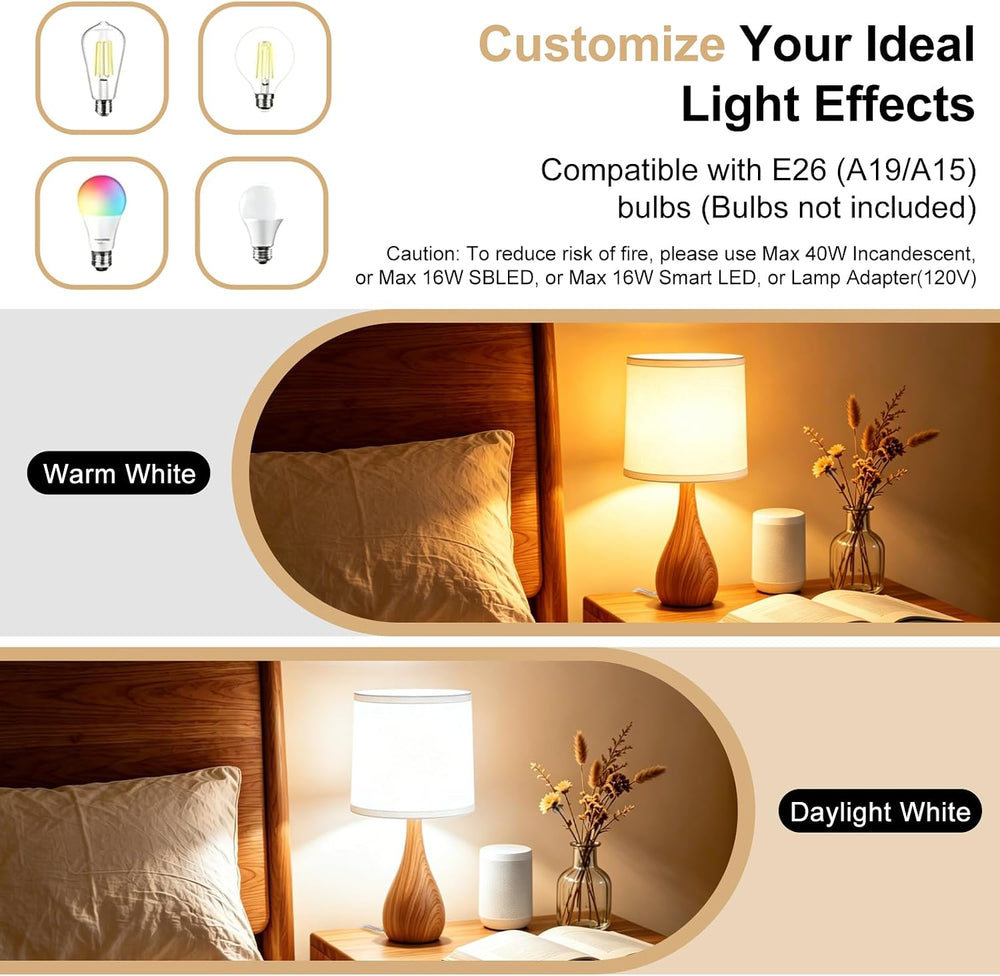 Farmhouse Style Table Lamp, Bulb Not Included, Pack of 2, Faux Wood Grain
