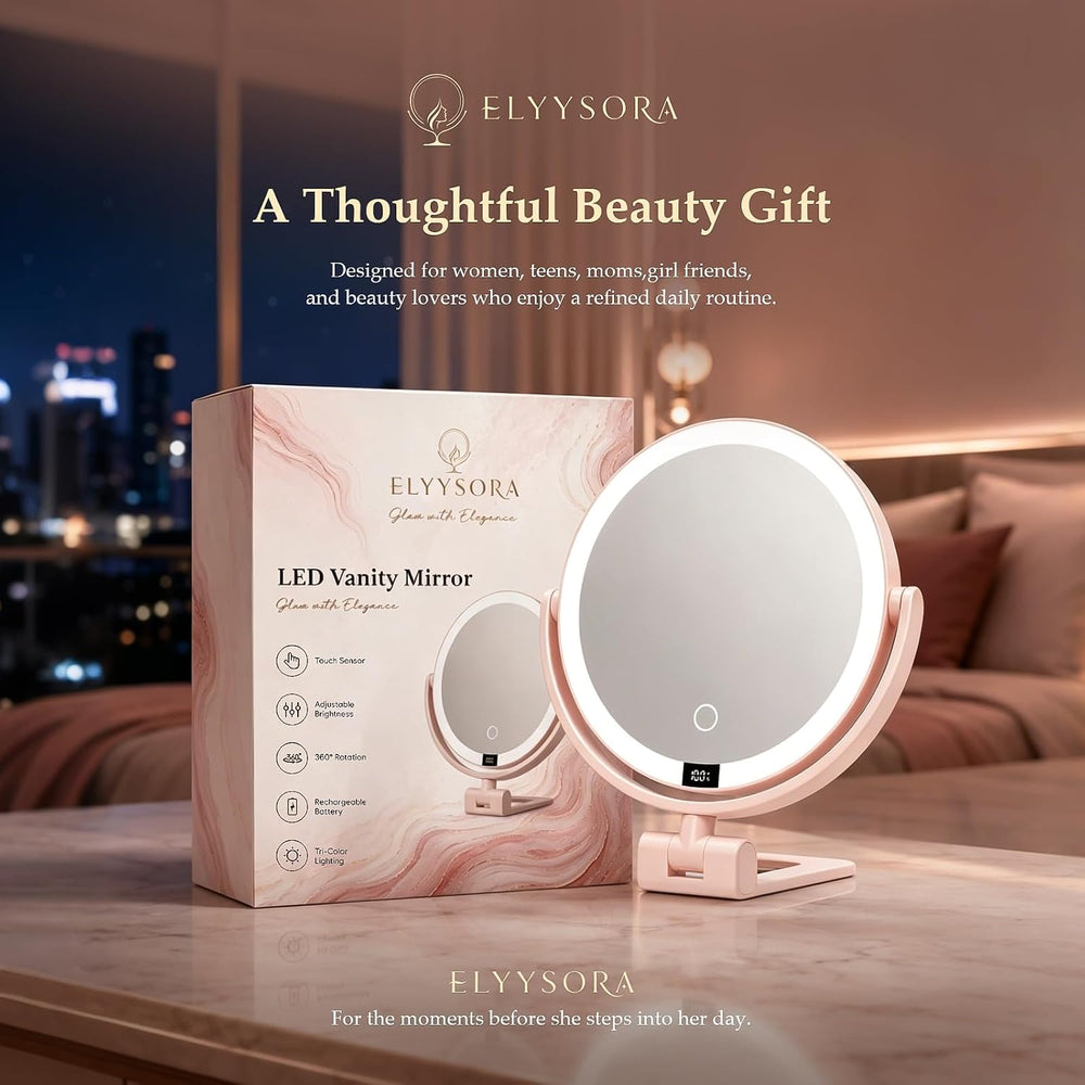 1X/30X Makeup Mirror with Lights, Magnifying Mirror (Pink)