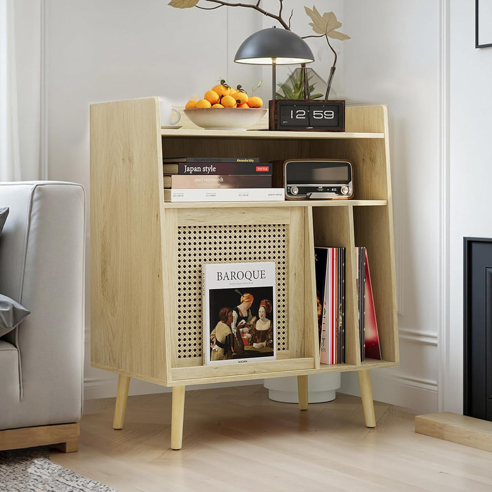 Kiasthome Record Player Stand, Vinyl Record Storage Cabinet Up to 150 Albums,...