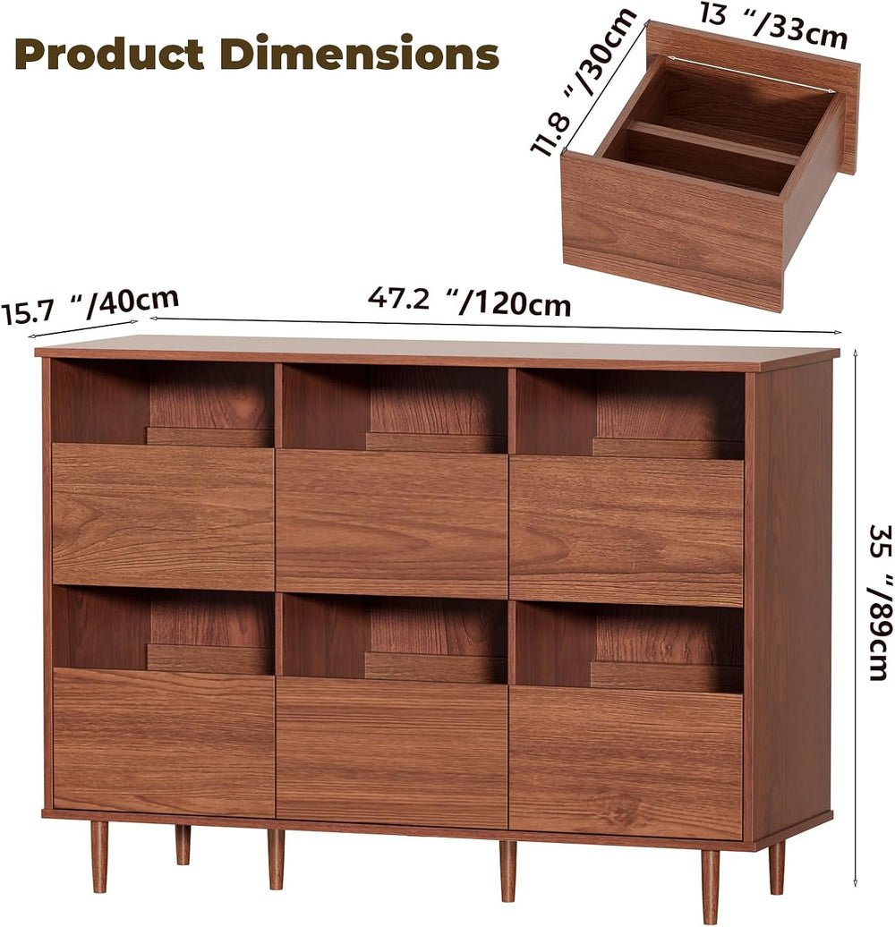 BROTTAR 47.2" Large Record Player Stand, Vinyl Record Storage Cabinet,Brown