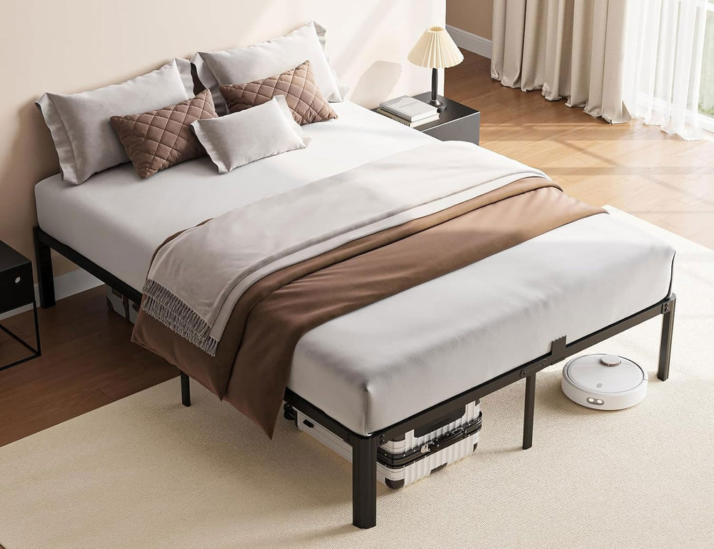 King Metal Bed Frame 14 Inch, Heavy Duty Platform, No Box Spring Needed