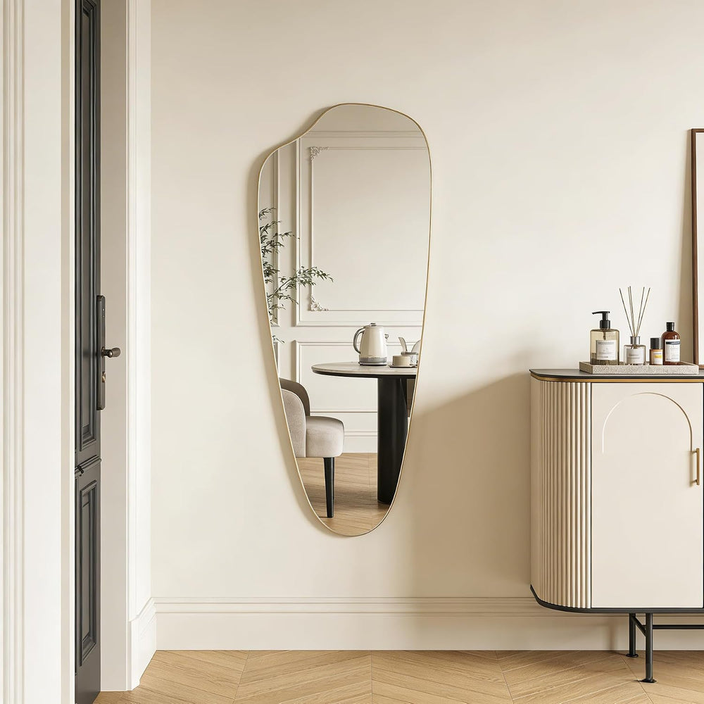 Irregular Asymmetrical Wall Mirror Full Length, 48x20 Inch Gold Mirror
