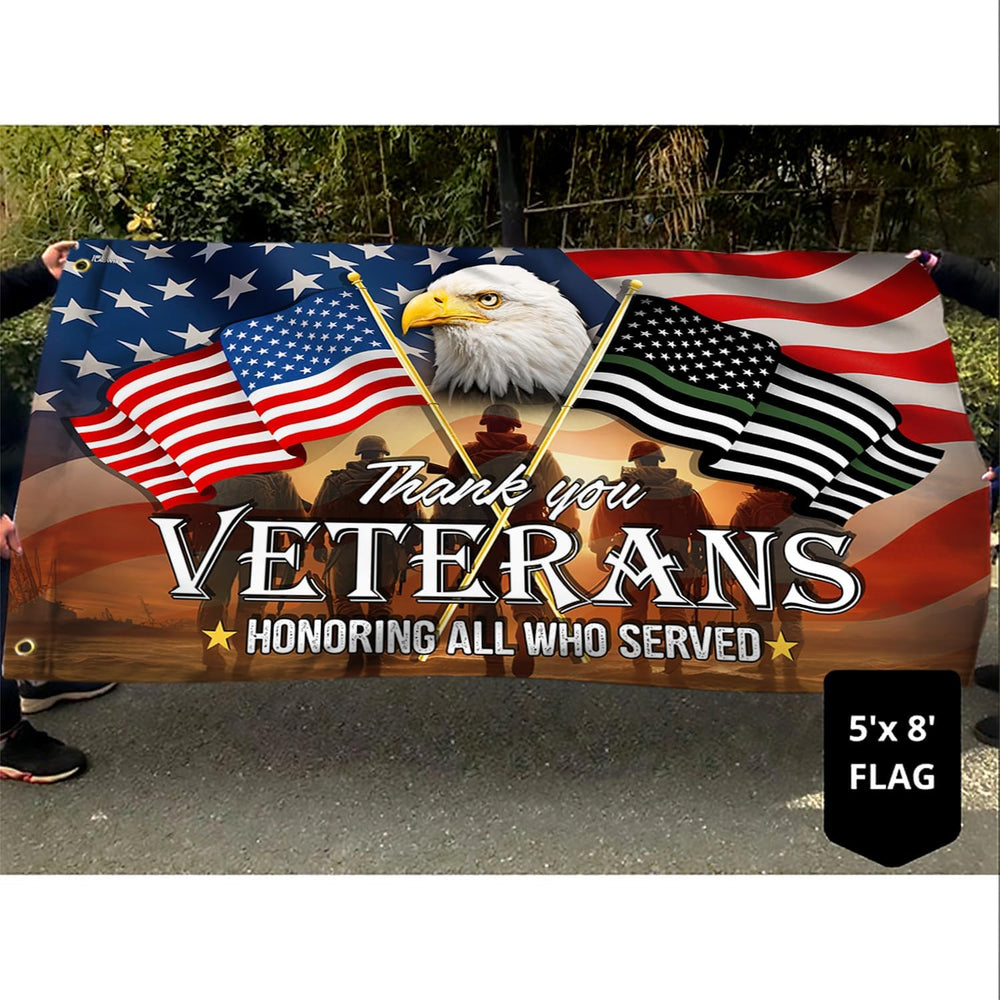 FLAGWIX Thank You Veterans Army Flag, 3 x 5 ft Polyester Grommet Flag