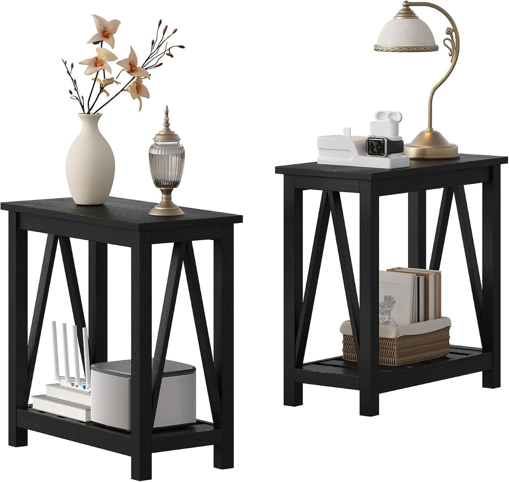 ChooChoo Farmhouse End Table Set of 2, Narrow Side Table