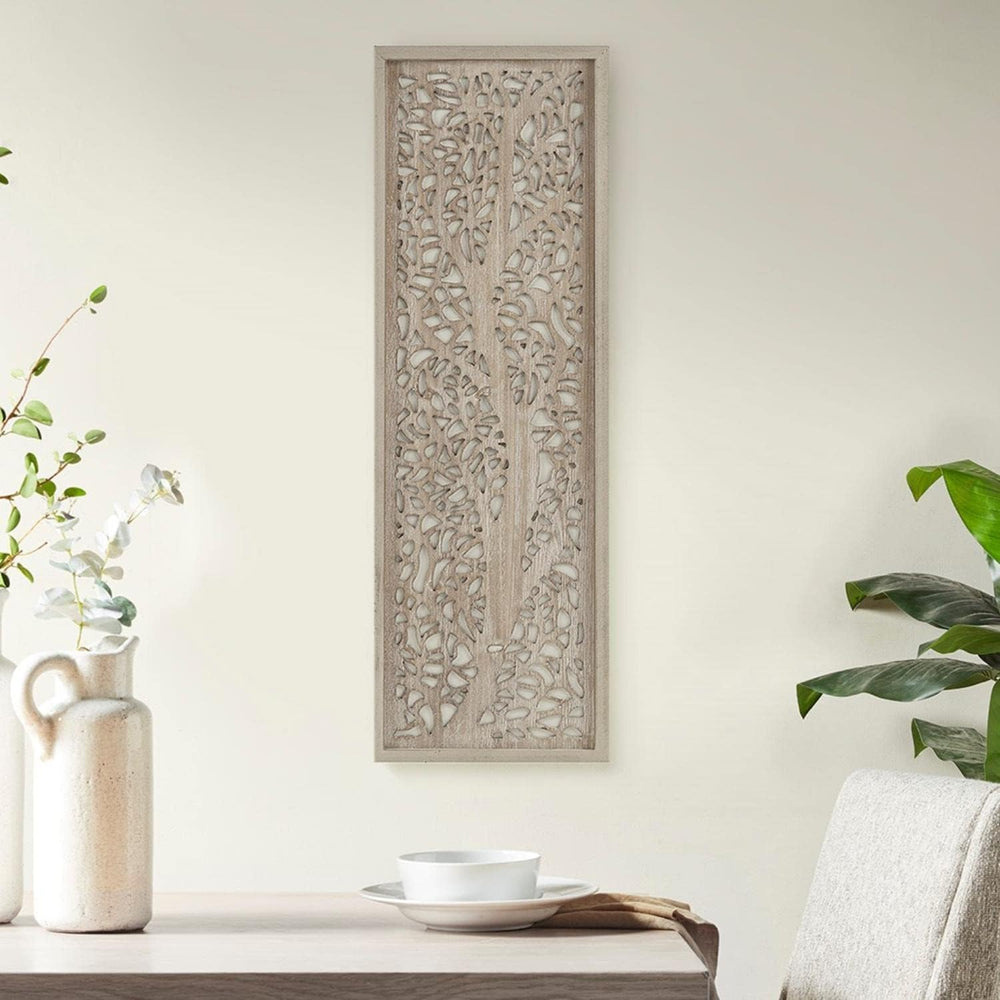 Madison Park Laurel Wall Art - Laser Cut Carved Botanical Tree Branches, Genu...