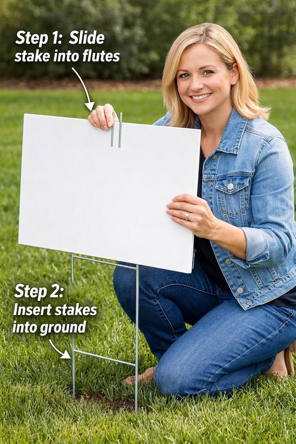 18x24 Custom For Rent Yard Signs 2 Pack, Double Sided, Metal H-Stakes