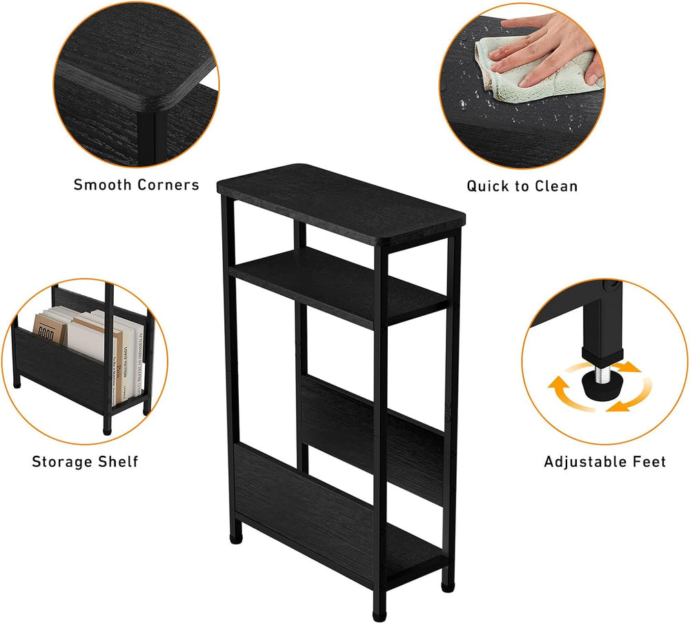 THUMEYE 7.1" Narrow Side Table for Small Spaces, 3 Tier Small End Table ...