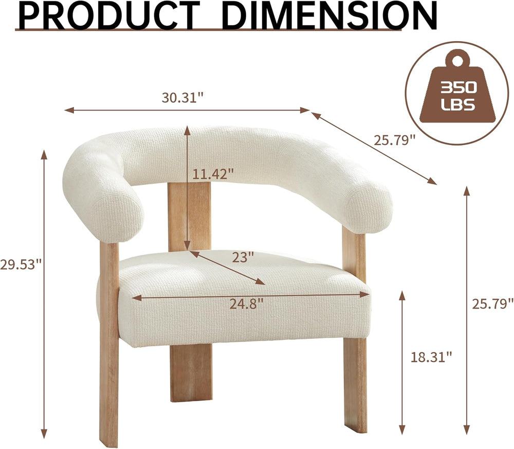 VKNOW Barrel Accent Chairs Set of 2 with Armrests and Rubberwood Legs