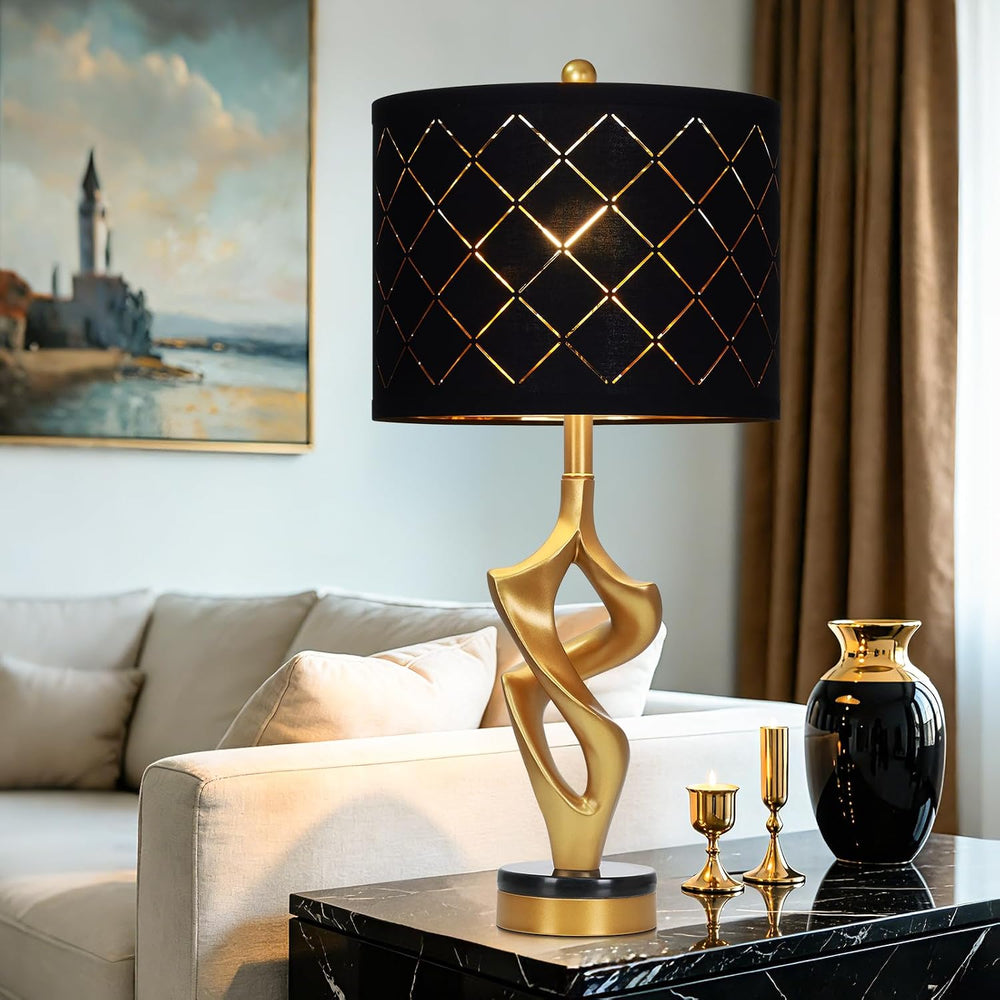 Ruzectt 29" Tall Black and Gold Table Lamps Set of 2 for Living Room, 3 ...