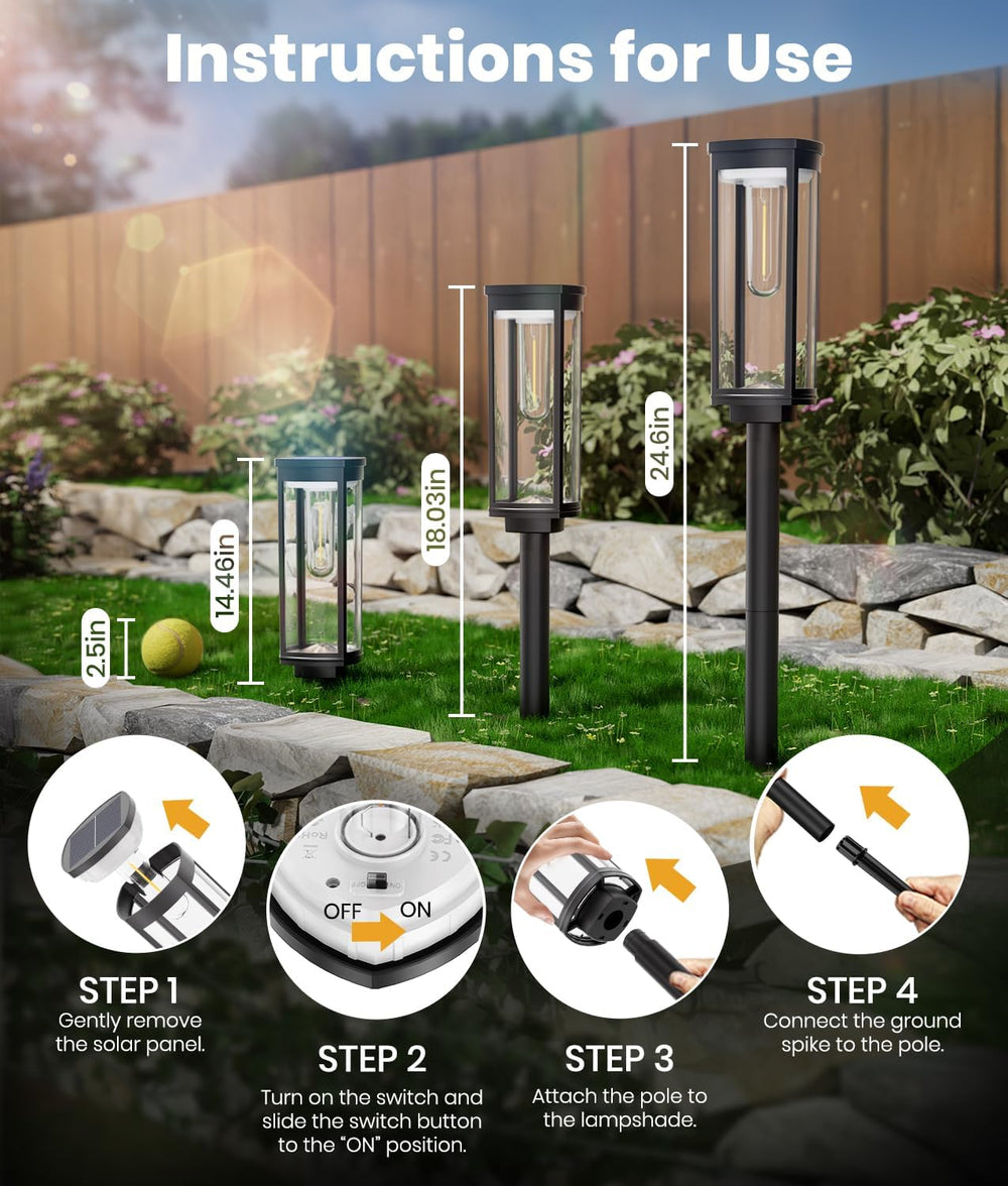 ALFIOT Solar Lights Outdoor Waterproof, 8 Pack, Warm White, Geometric Shade