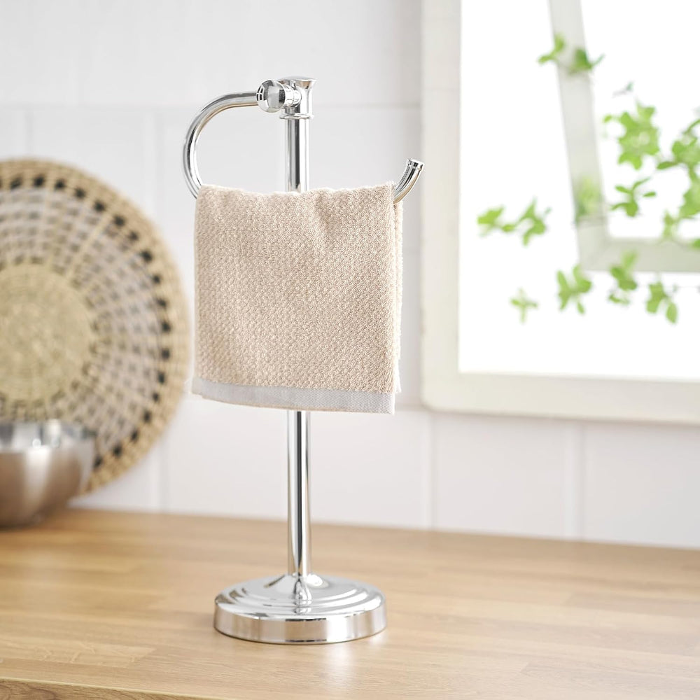 BESy Stand Hand Towel Holder, Countertop Towel Bar, Polished Chrome