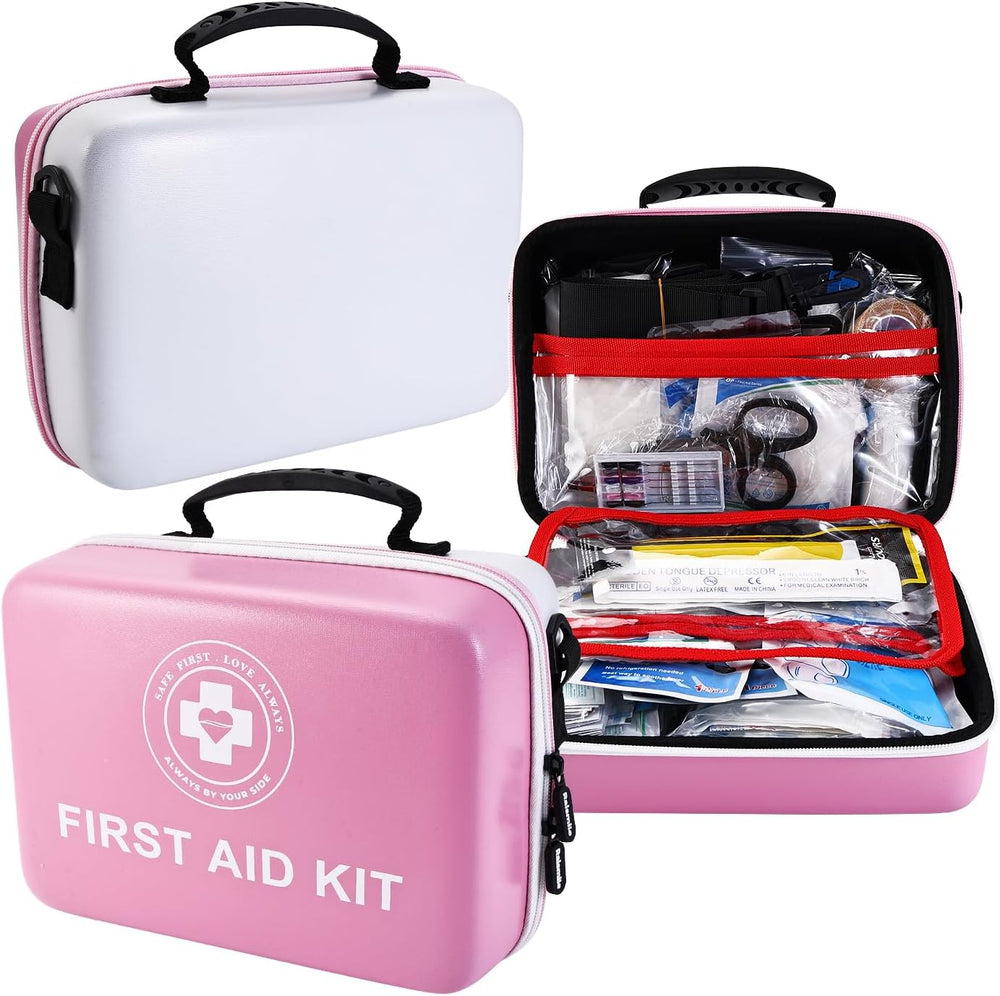 Large First Aid Kit - 410 Piece Dual-Color Emergency Kit with Hard Shell,Prof...
