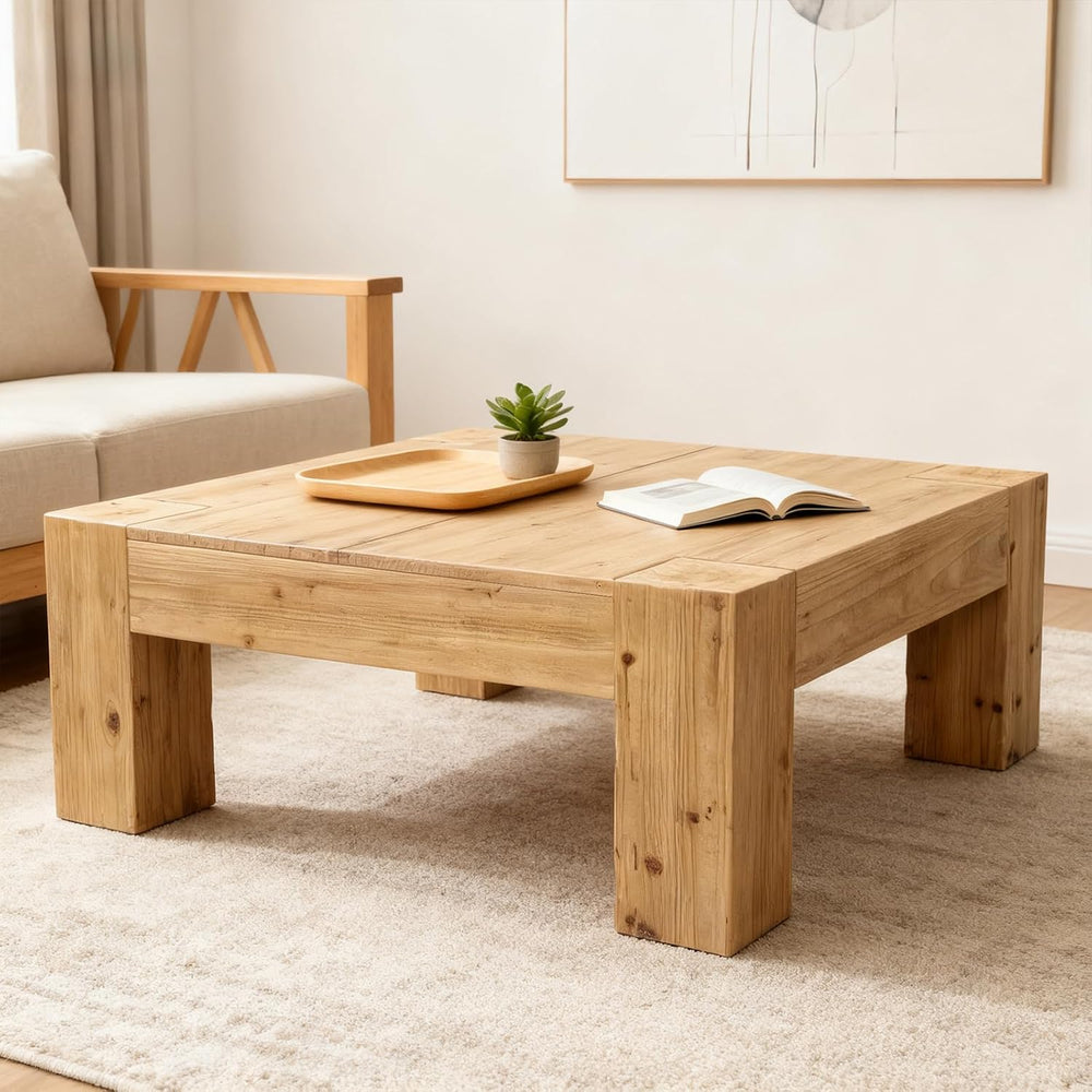 Square Large Coffee Table for Living Room Mid Century Modern Center Table