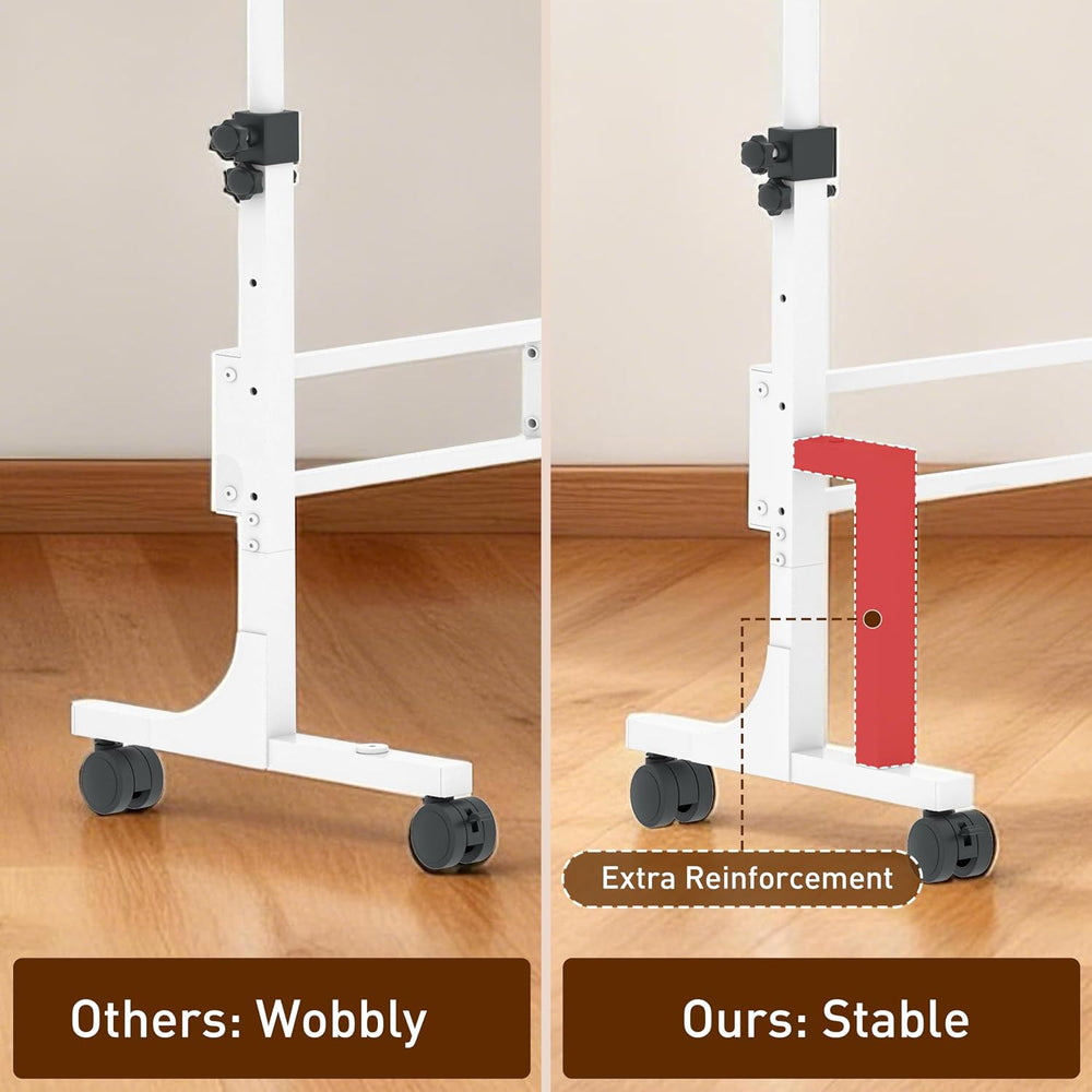 Height Adjustable Standing Desk with 2 Drawers, Small Sit Stand Up Desk with ...