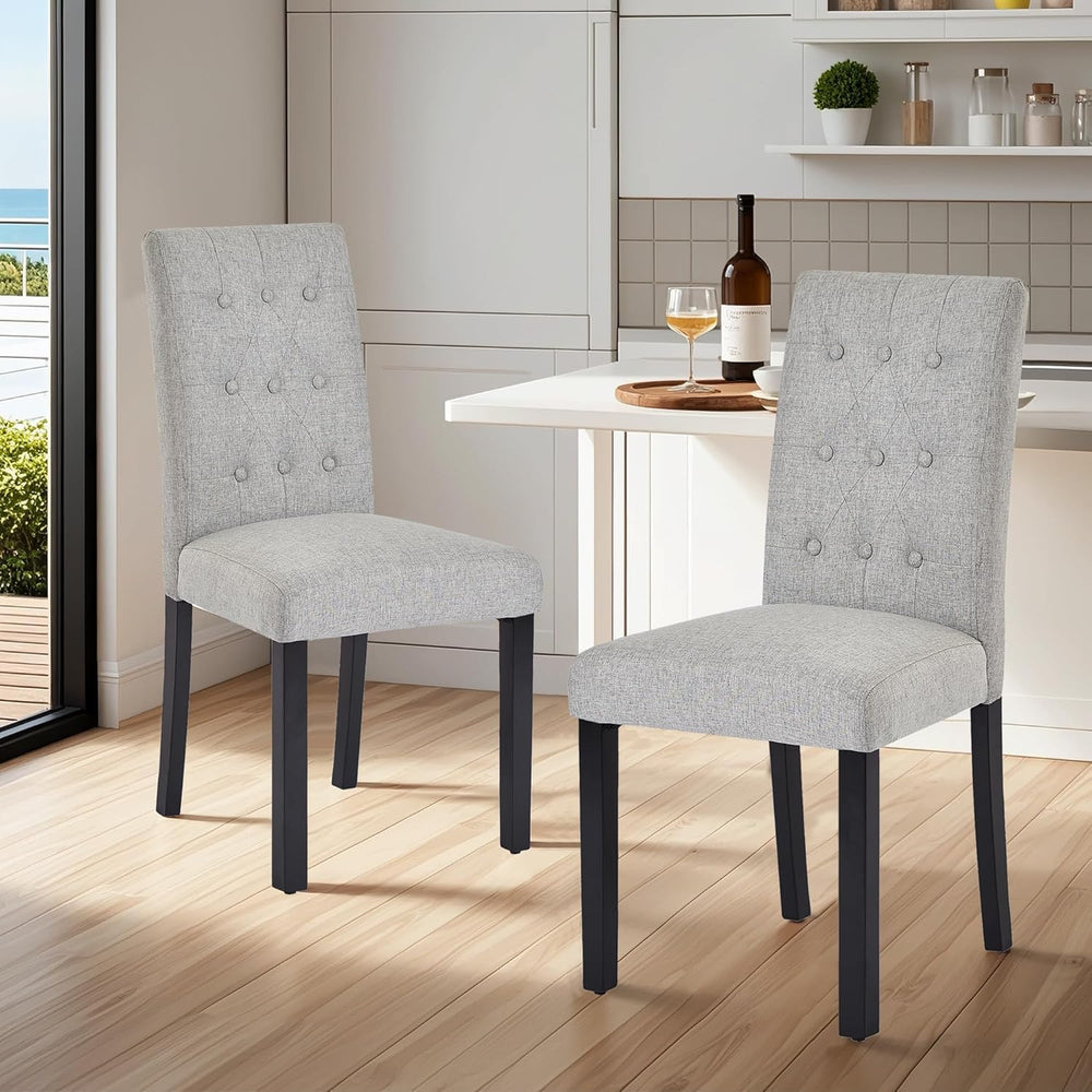 VECELO Upholstered Dining Chairs Set of 2, Button Tufted Back, Padded Seat, W...