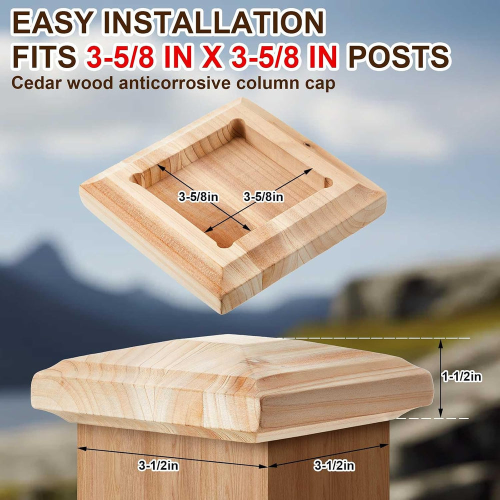 Hosuly 3 Pcs 4 x 4 Inch (Actual 3-5/8") Wood Fence Post Cap