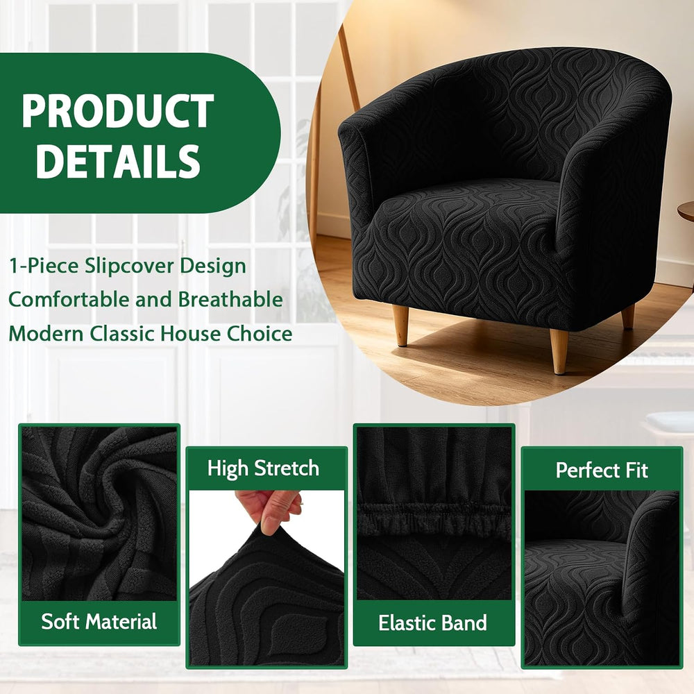 Club Chair Slipcover Stretch Barrel Tub Armchair Covers,Black