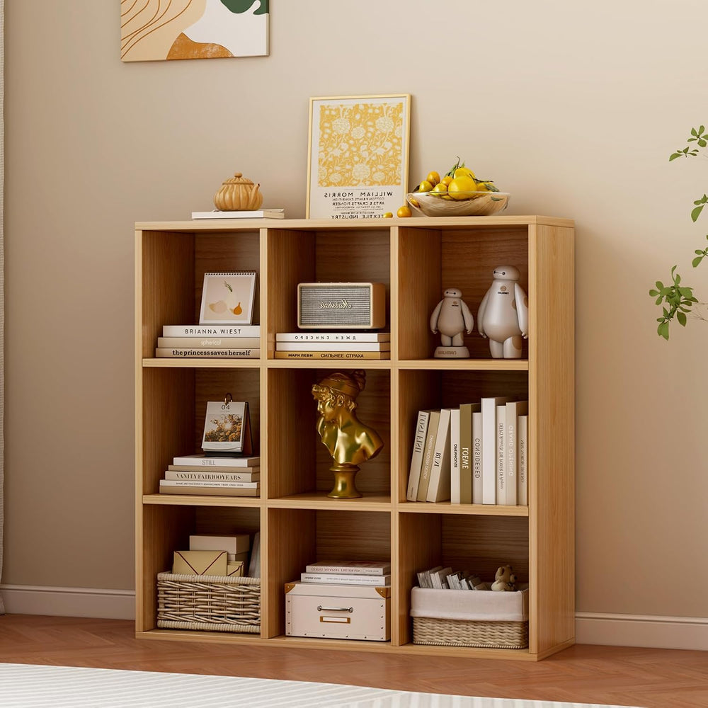 OSCHF 9-Cube Storage Shelf Bookcase, Oak
