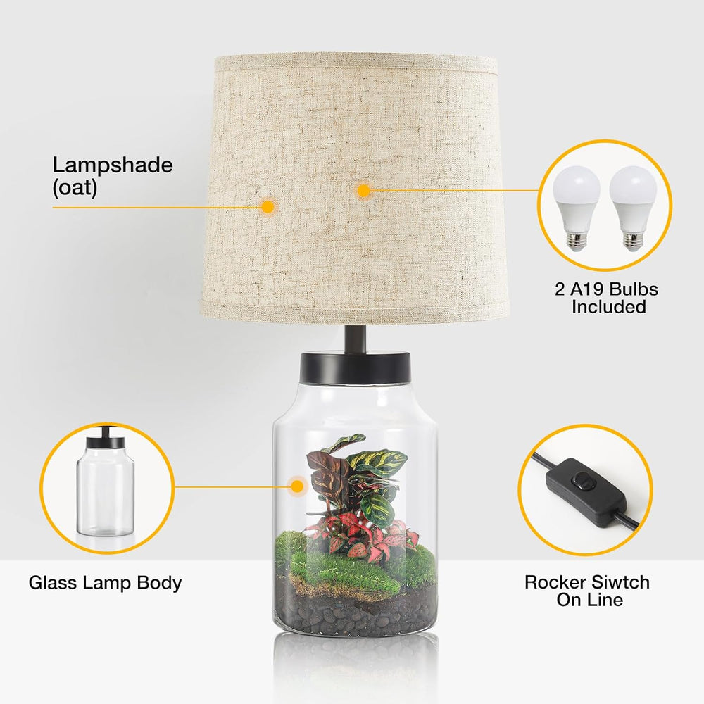 GyroVu Table Lamp Set, Fillable Table Lamp with Clear Glass