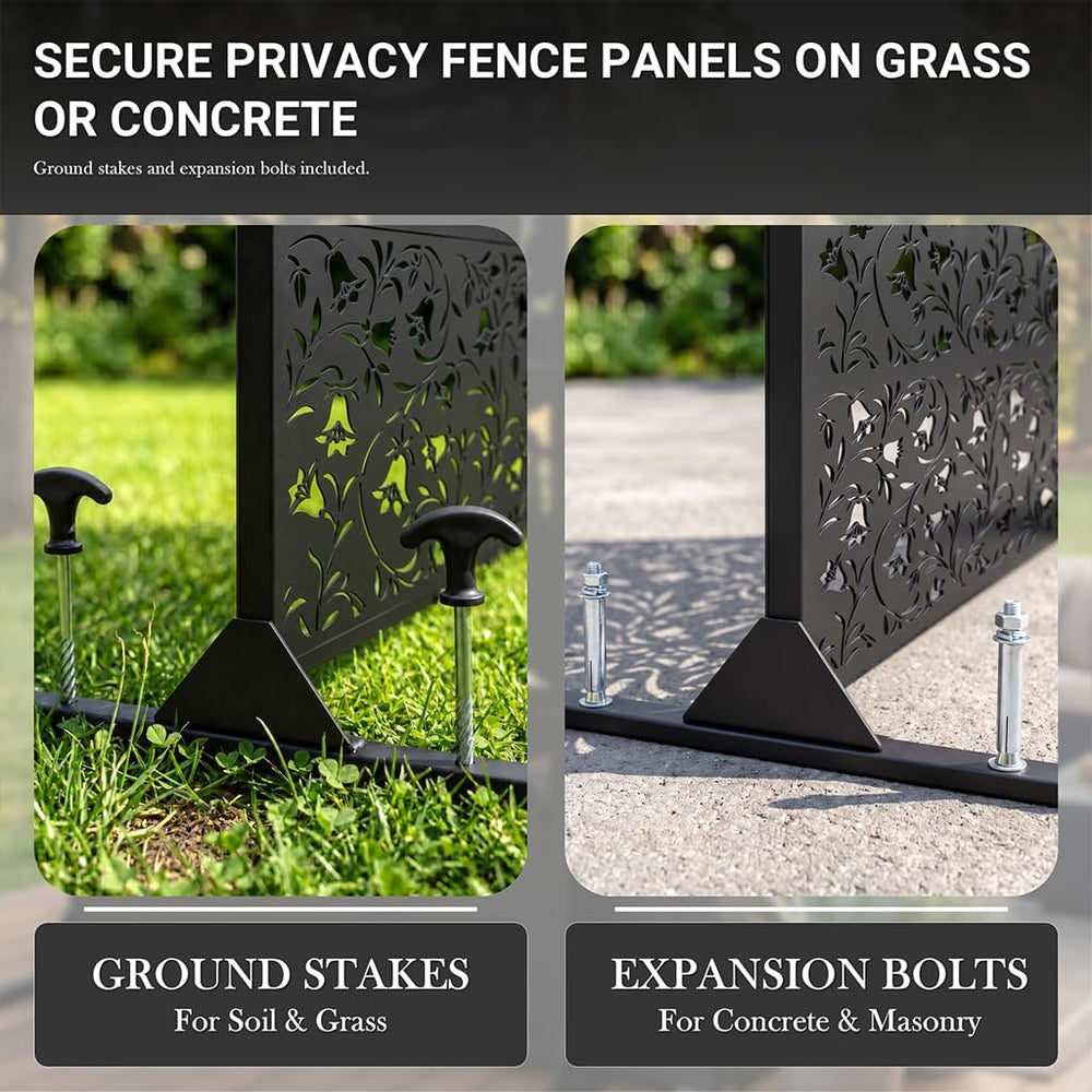 72" Outdoor Privacy Screen, Decorative Metal Privacy Fence Panels