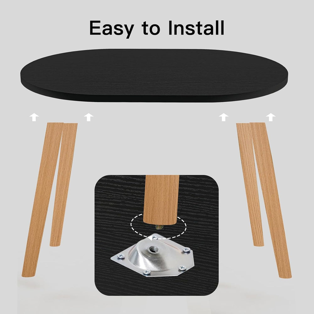 23.6" Small Coffee Table for Small Space, Mini Low Oval Coffee Table