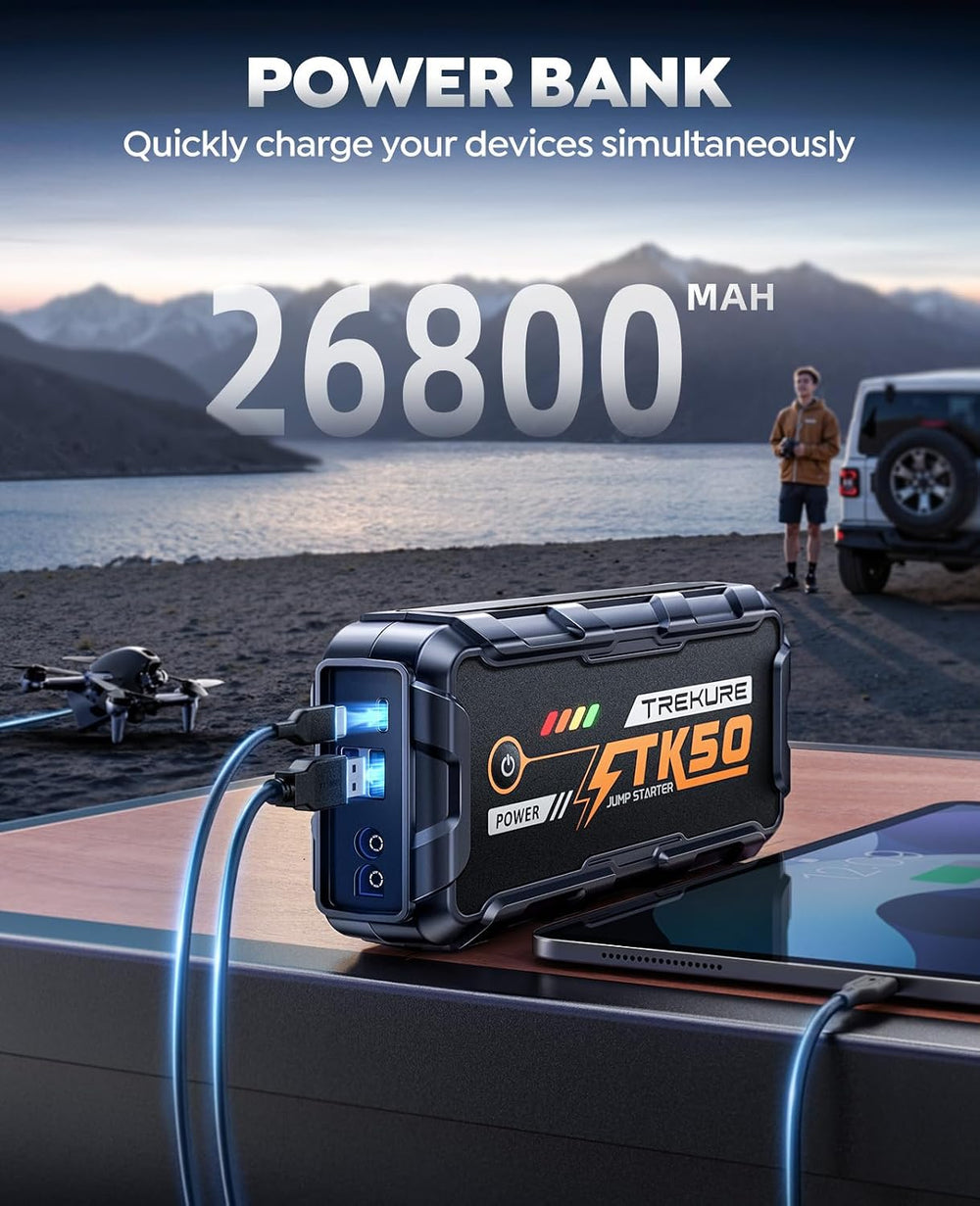 TREKURE Car Battery Jump Starter 8000A 26800mAh, Portable Car Jump Starter fo...