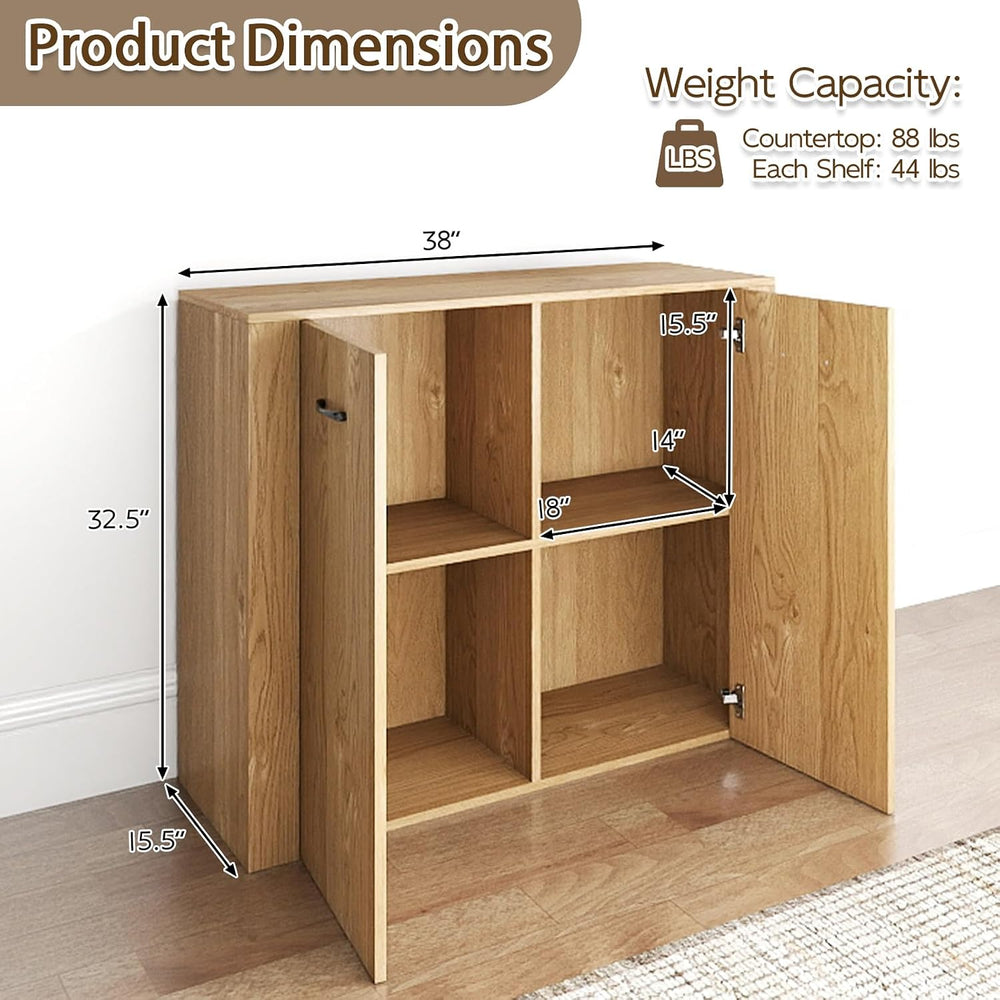 GIANTEX 38" Sideboard Cabinet with 2 Doors & 4 Shelves, Credenza, Na...