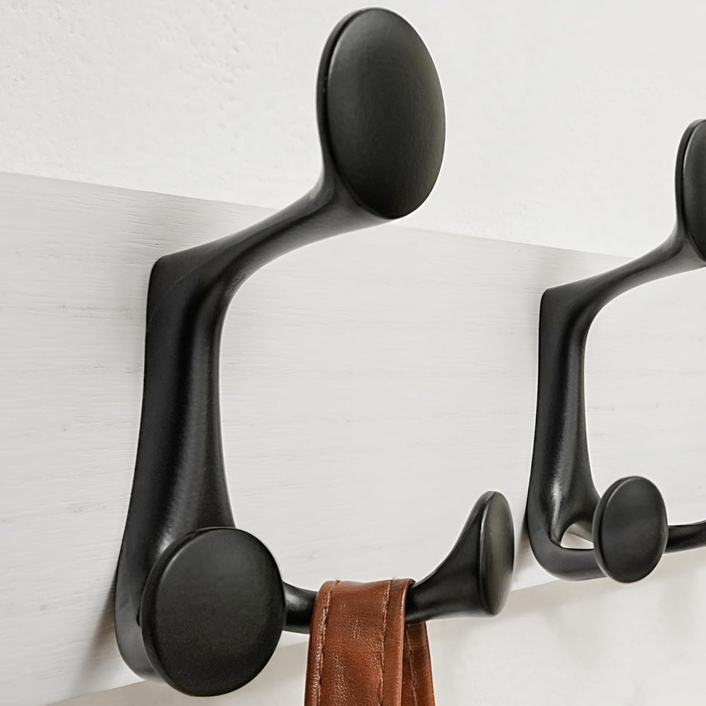 SKOLOO 43-Inch White Wood Coat Rack Wall Mount with 8 Triple Hooks - Ideal fo...