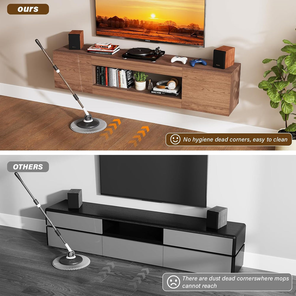 EAG 70" Floating TV Stand for TVs Up to 80", High Gloss, Brown