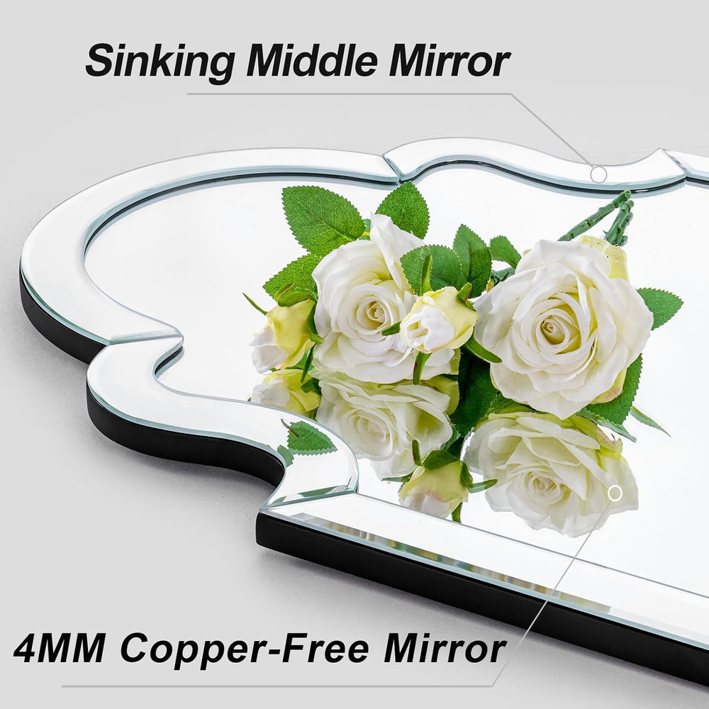 Large Arched Wall Mirrors for Living Room, 31.5"x47.2" Scalloped Ba...