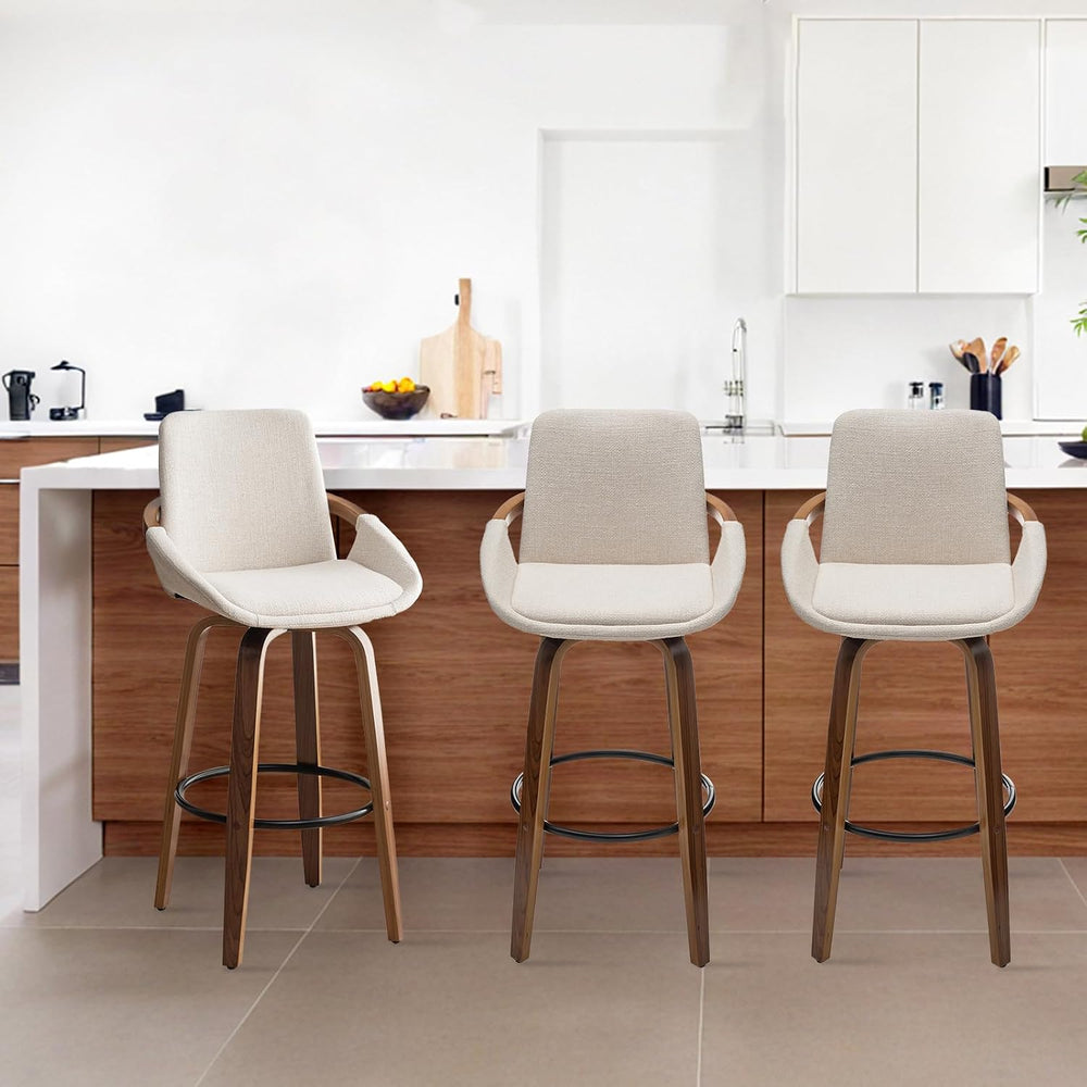 LUNLING 25.6" Counter Height Barstools Set of 3 Mid Century Modern Retro...